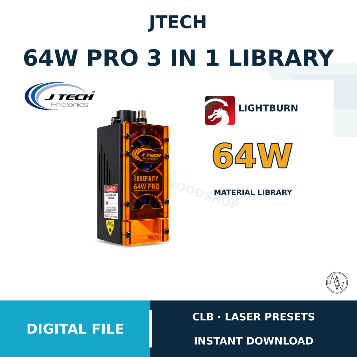 JTech 64W Pro 3-in-1 LightBurn Material Library