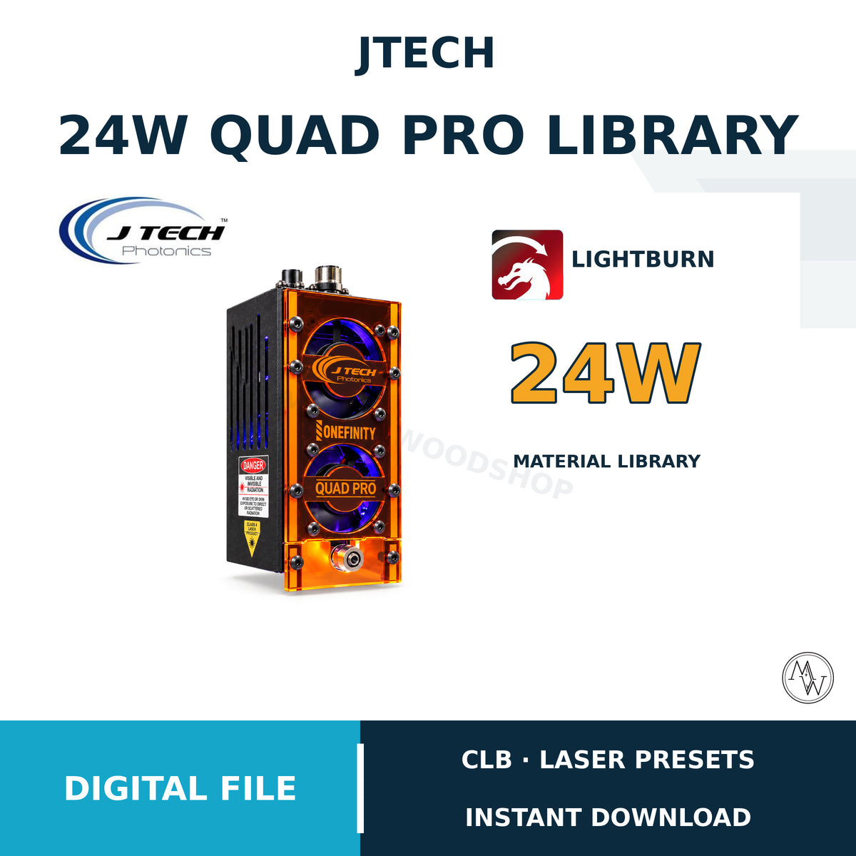 JTech 24W Quad Pro LightBurn Material Library