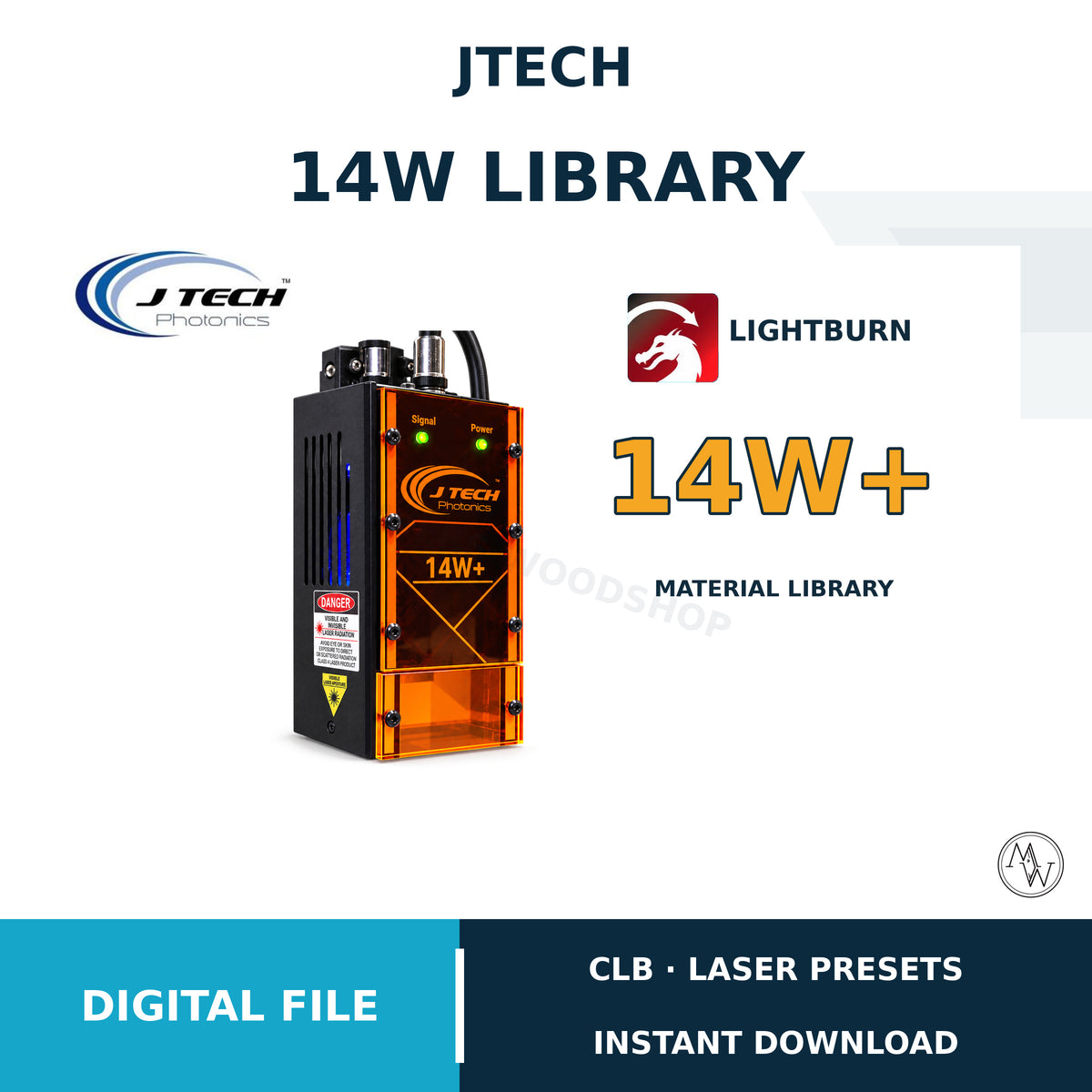JTech 14W+ LightBurn Material Library