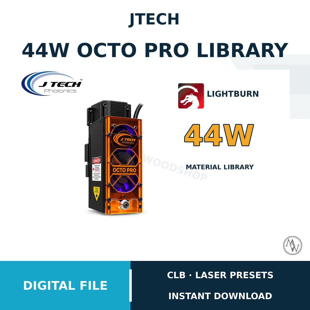 JTech 44W Octo Pro LightBurn Material Library