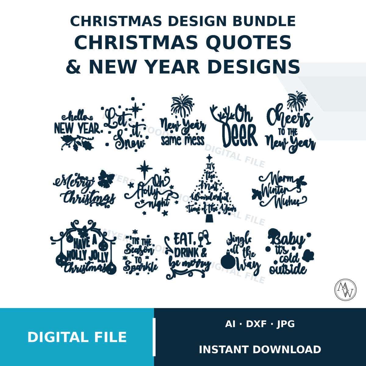 Christmas & New Year Quotes SVG Bundle
