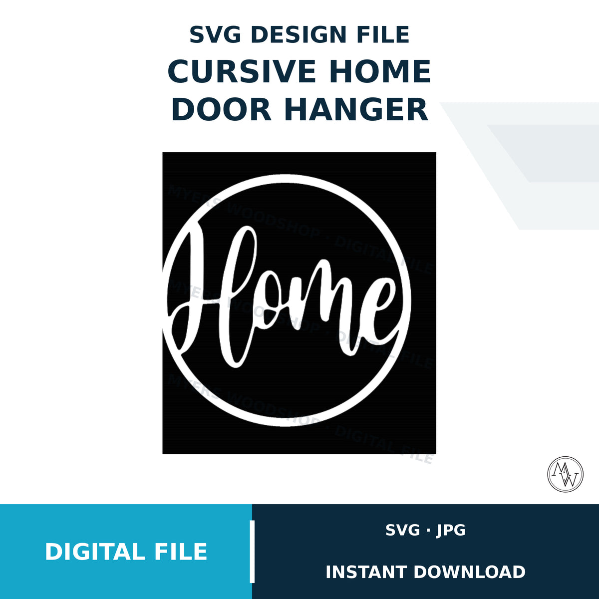 Cursive Home Door Hanger SVG Cut File