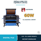 OMTech 60W CO2 Laser LightBurn Material Library