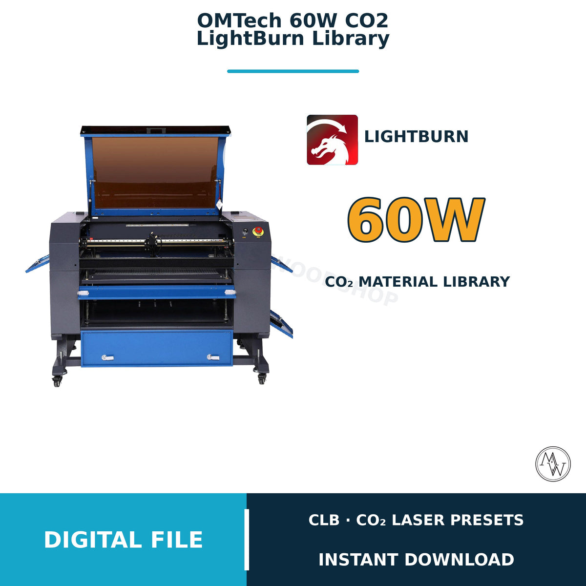 OMTech 60W CO2 Laser LightBurn Material Library
