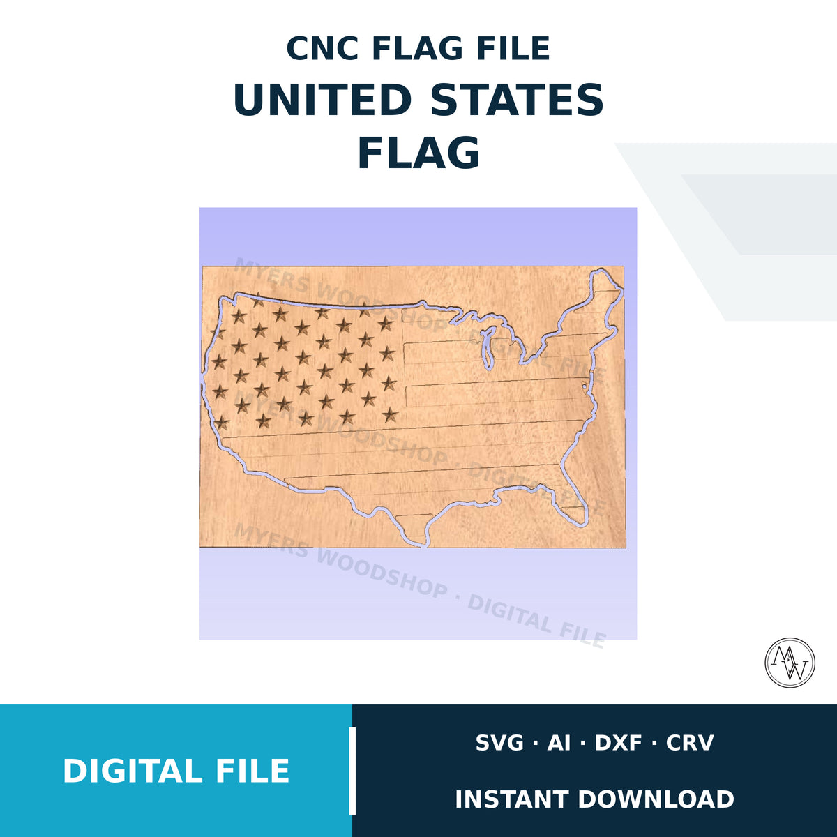 US Flag CNC, Vectric & SVG Digital File