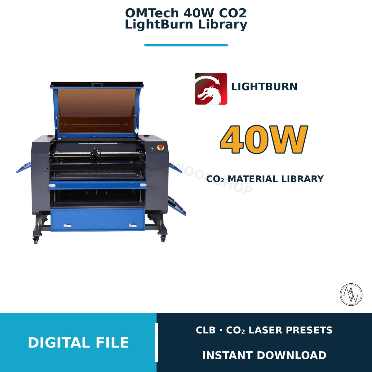 OMTech 40W CO2 Laser LightBurn Material Library