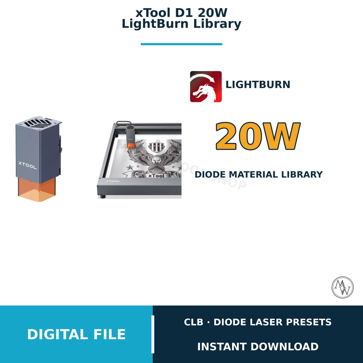 xTool D1 20W LightBurn Material Library