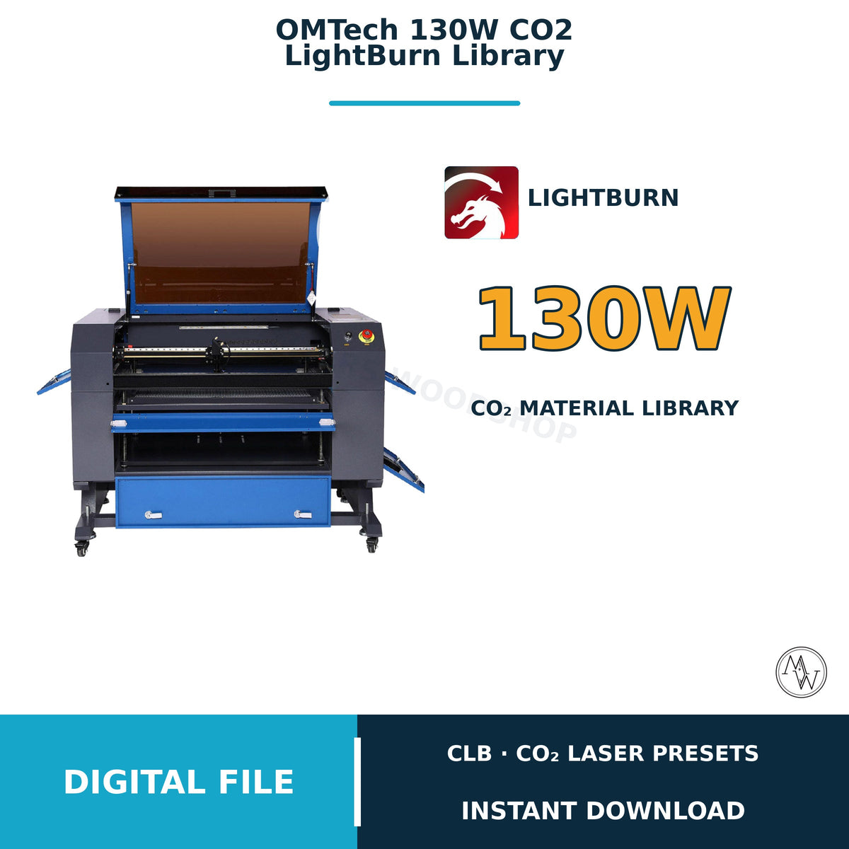 OMTech 130W CO2 Laser LightBurn Material Library