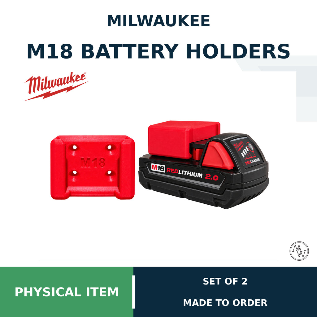 Milwaukee M18 Battery Holder, Storage Mount (Set of 2)
