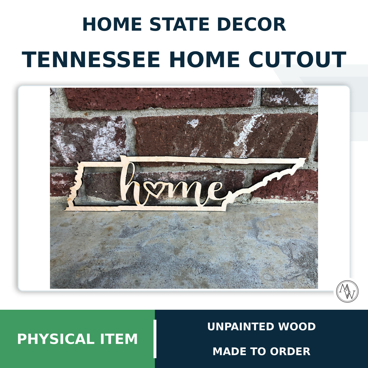 Tennessee State Cut Out With the Word Home Wall Decor Art - Laser Cut - Small - Unpainted