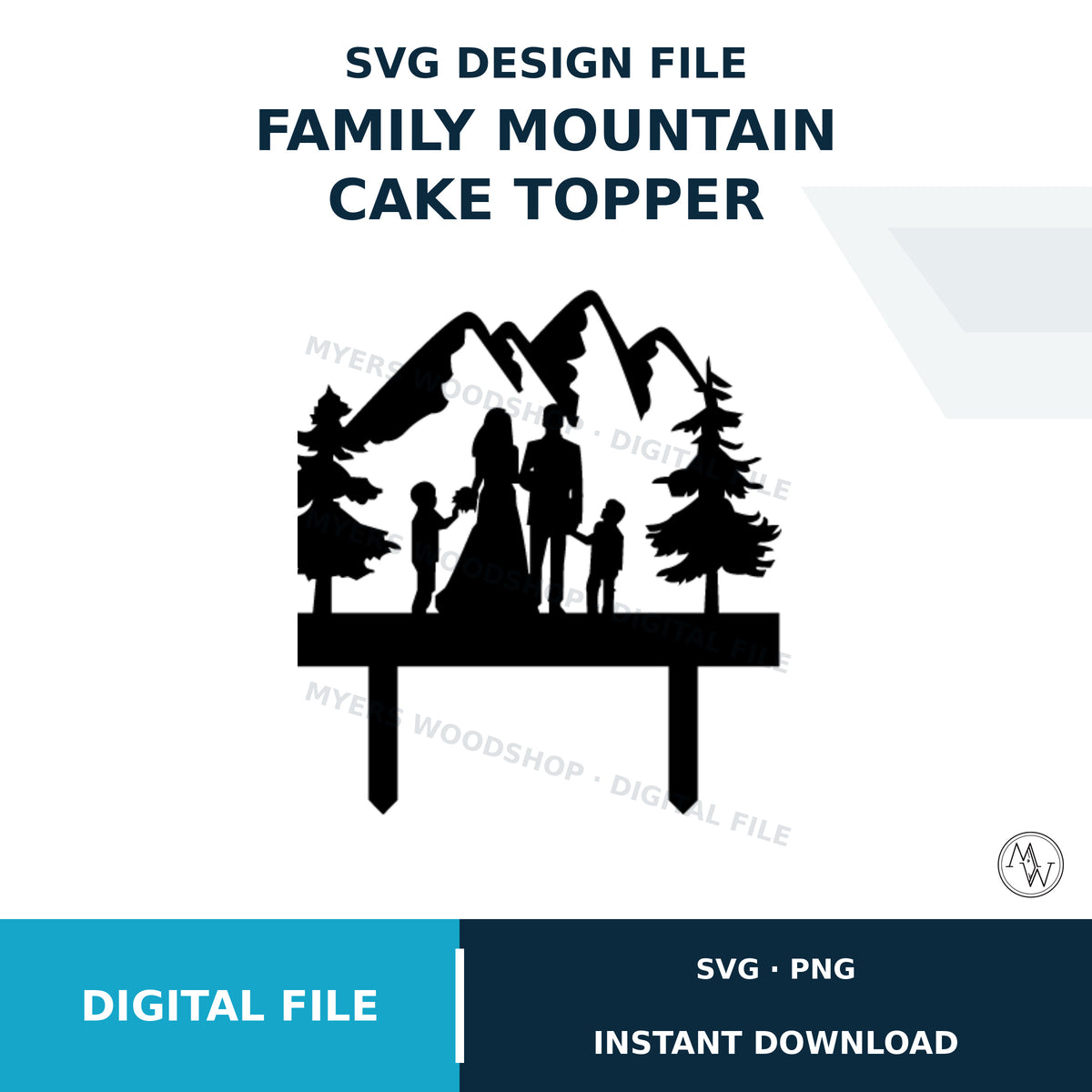 Family Mountain Wedding Cake Topper SVG