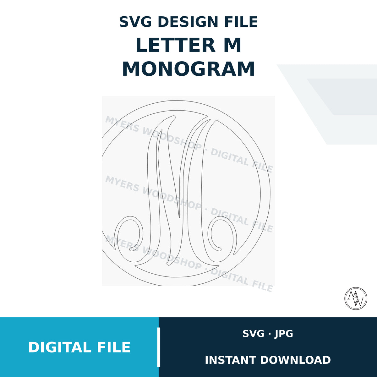 Letter M Monogram SVG Cut File