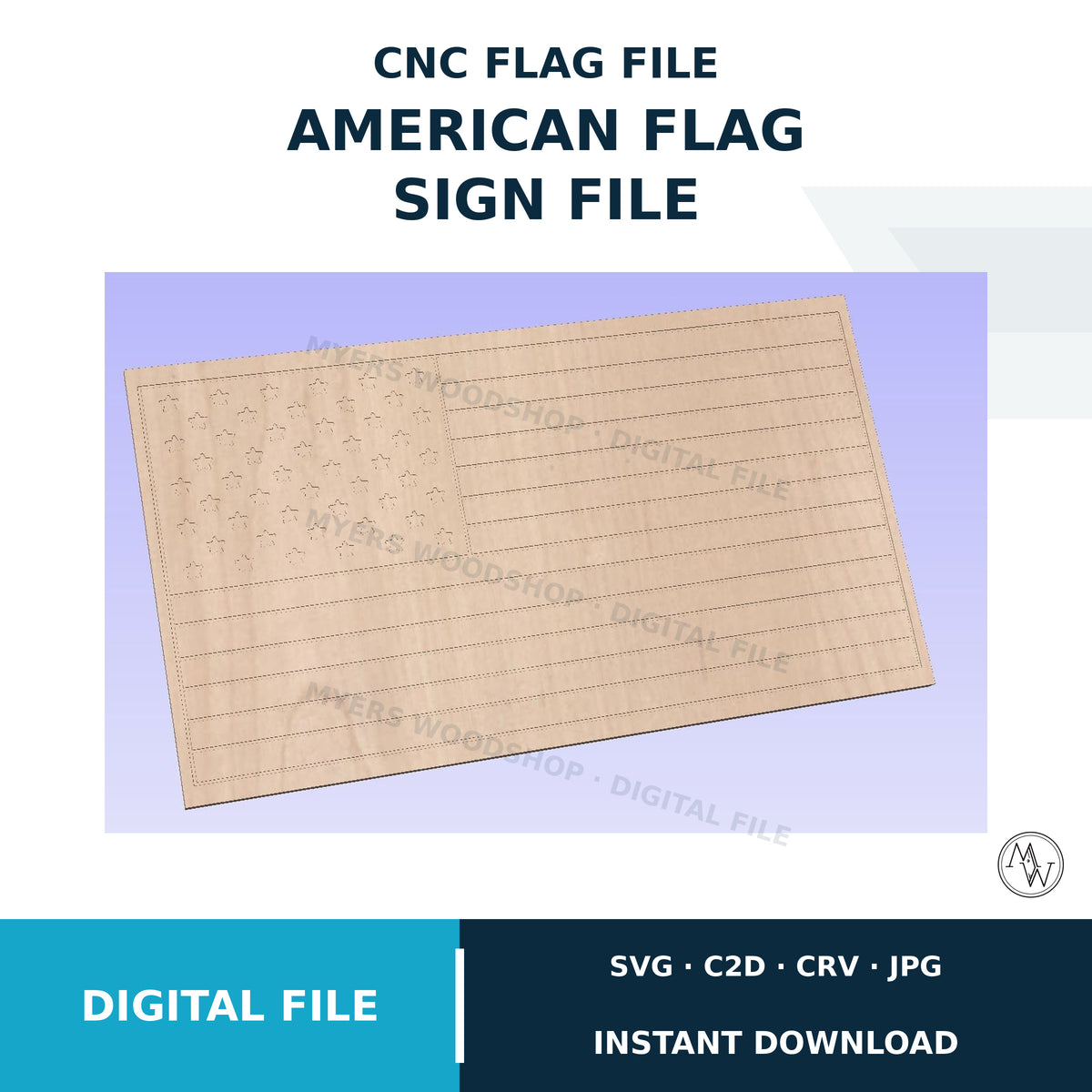 American Flag SVG CNC & Laser Cut File