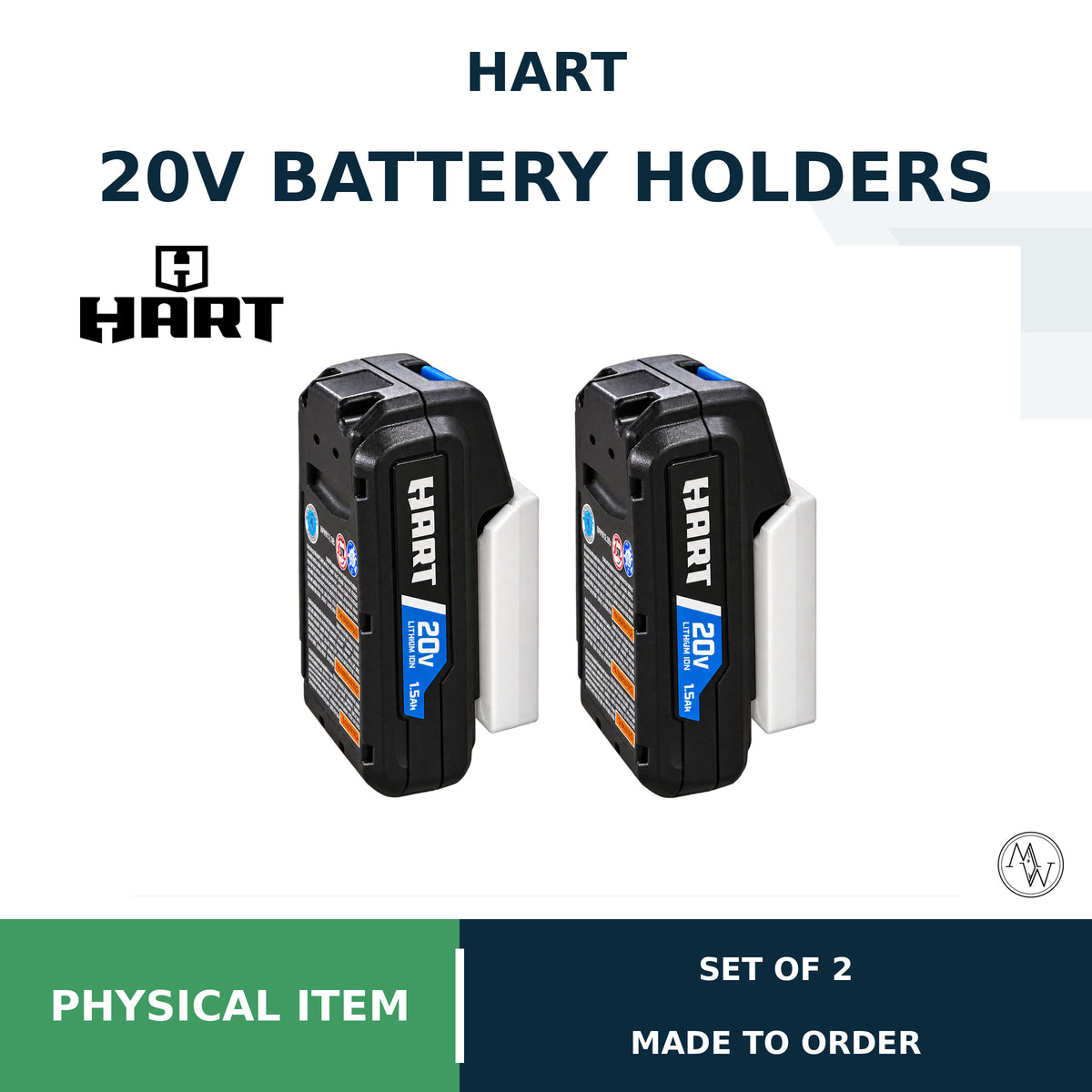 Hart 20V Battery Holder, Wall Mount, Storage (Set of 2)