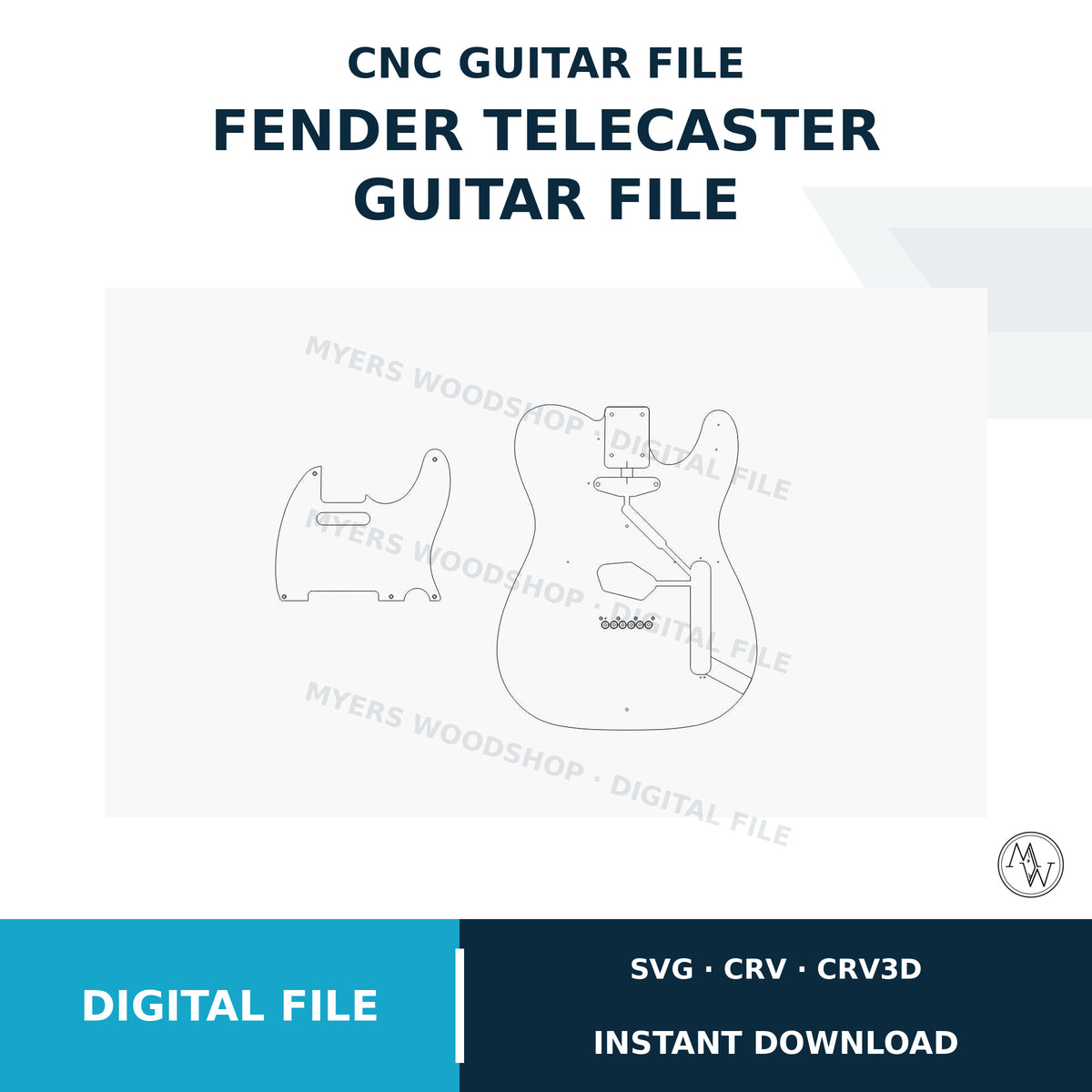 Fender Telecaster Guitar SVG & Vectric CNC File