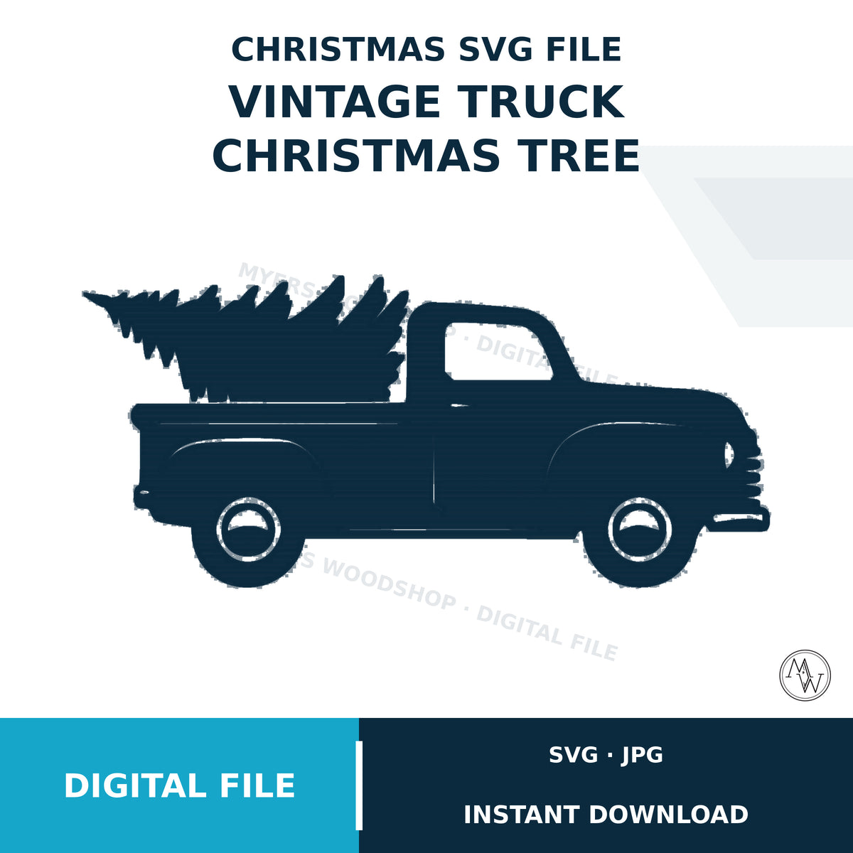 Vintage Truck Christmas Tree SVG File