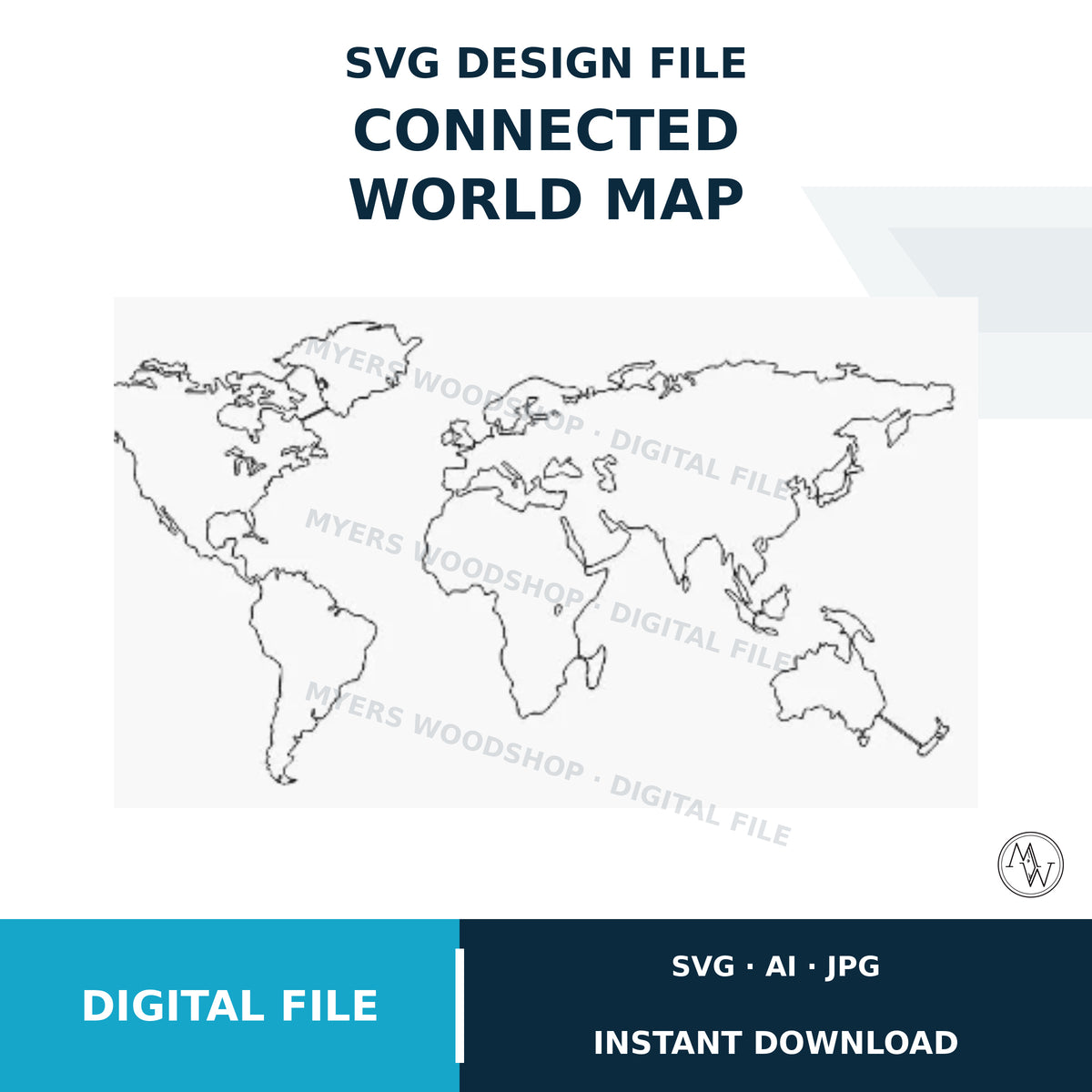 Connected World Map SVG Cut File