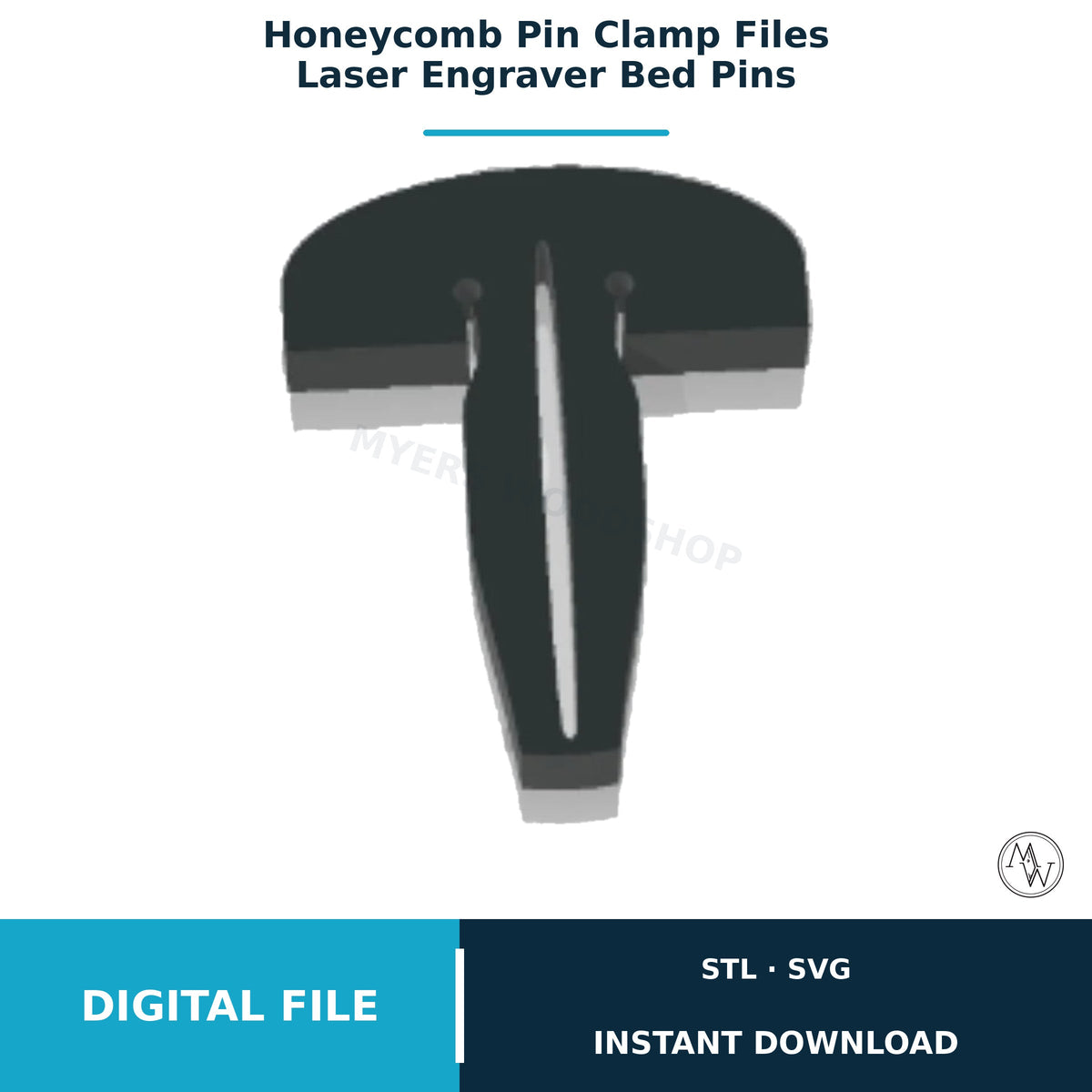 Laser Honeycomb Pin Clamp STL & SVG File