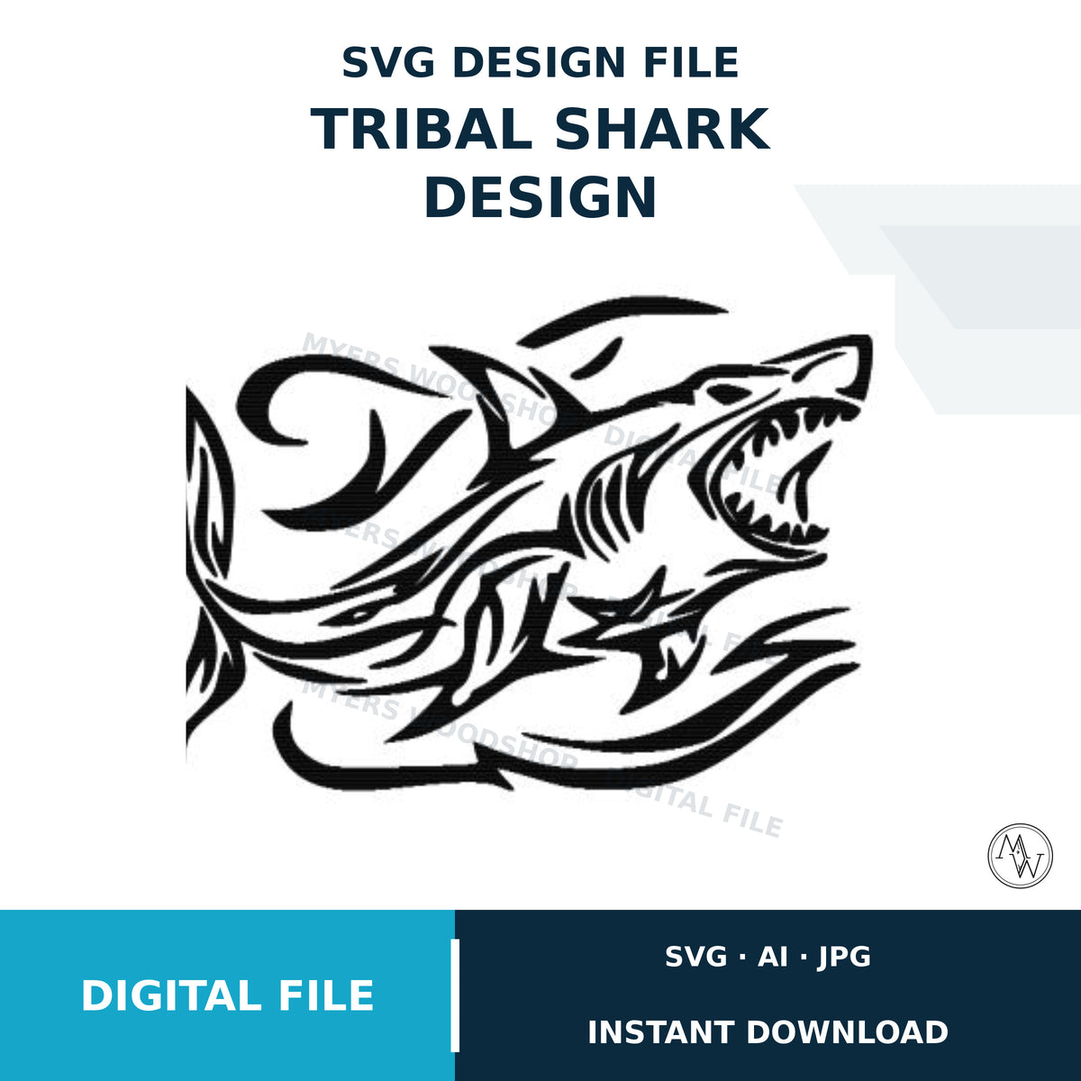 Tribal Shark SVG CNC & Laser Cut File