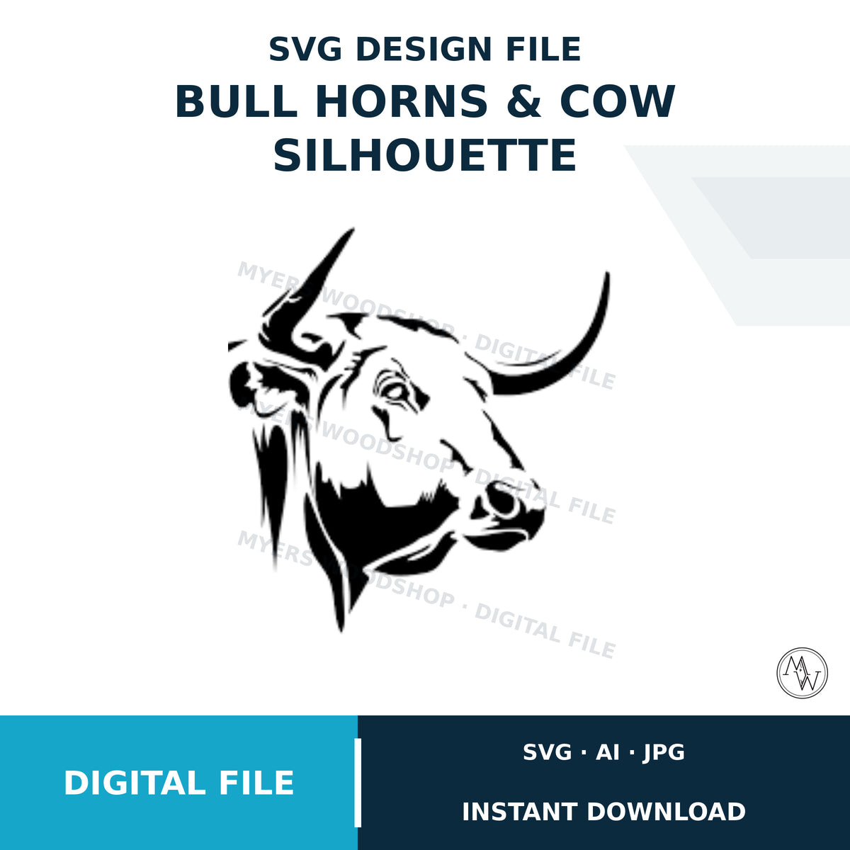 Bull Horns Cow Silhouette SVG File