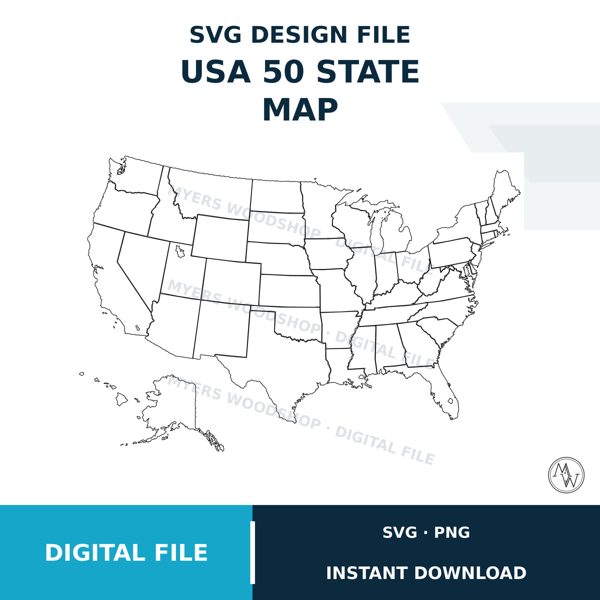 USA Map 50 States SVG Cut File