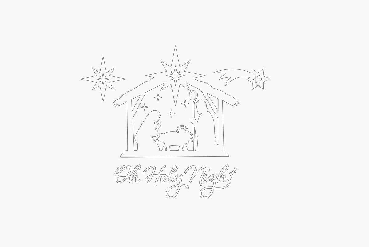 Oh Holy Night Nativity Ornament SVG JPG, Laser Cut File (Digital File)