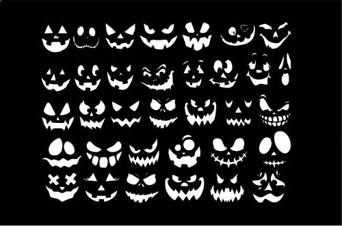 34 Halloween Pumpkin Faces, Jack O Lantern (svg, png, dxf, ai Digital File)