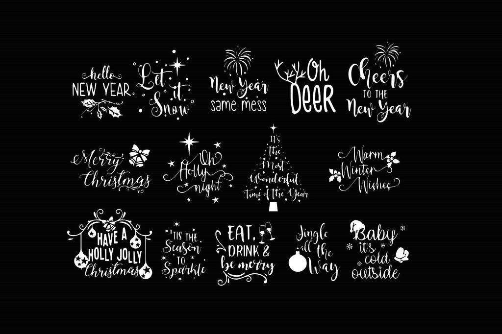 Christmas Quotes SVG Bundle, New Year Designs (Digital File)