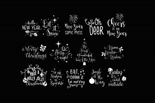 Christmas Quotes SVG Bundle, New Year Designs (Digital File)