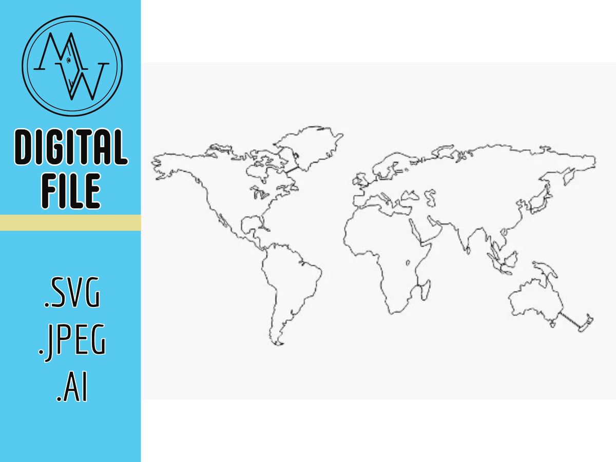 Connected World Map Cut File, SVG AI Jpeg (Digital Download)