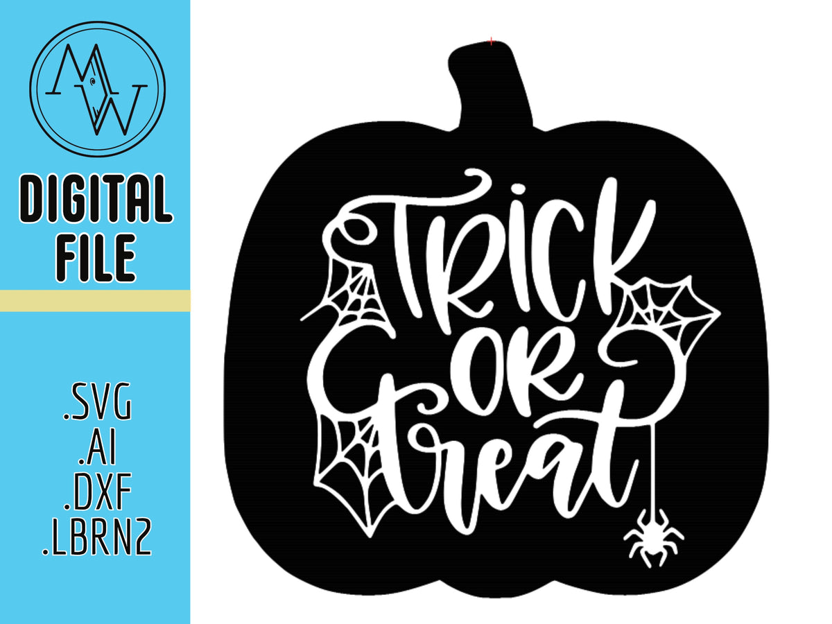 Halloween Pumpkin Trick or Treat SVG, Jack O'Lantern, Spiderwebs (Digital File)