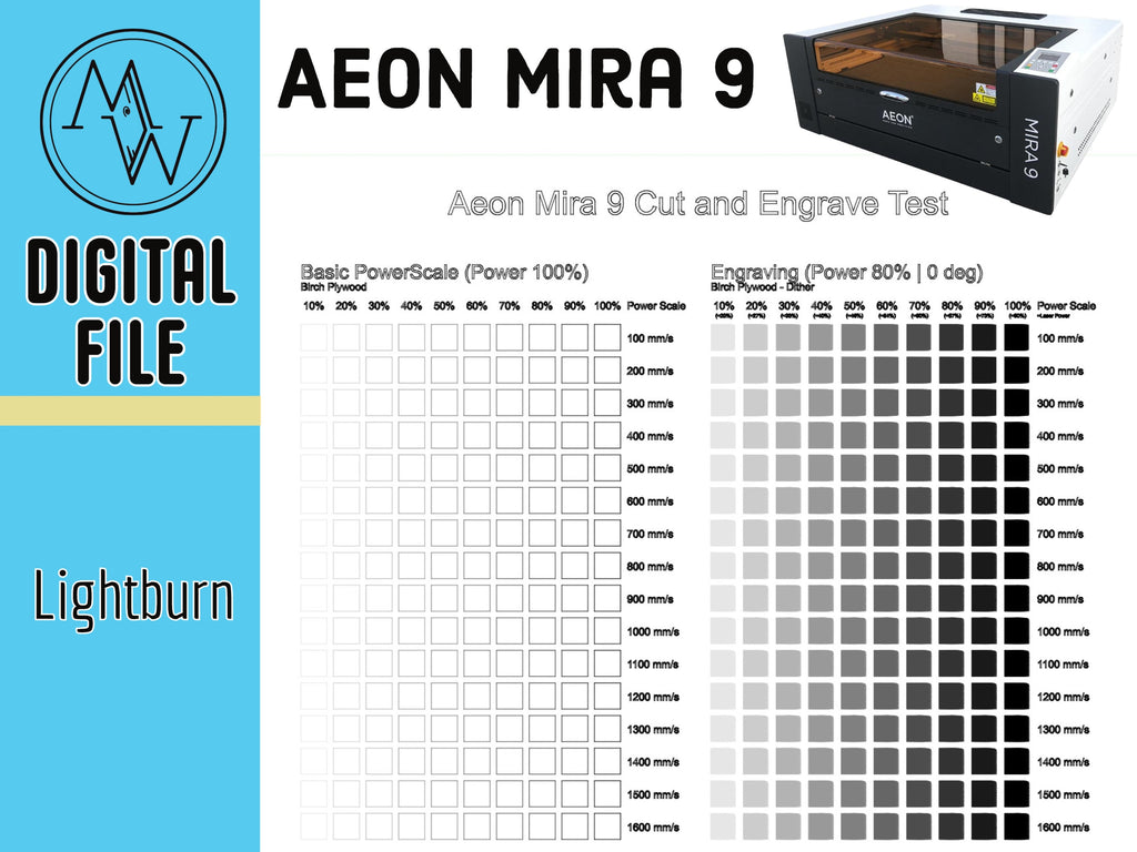 Aeon Mira 9 Laser: Cut & Engrave Test File (Digital Download)