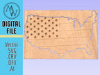 US Flag Digital File for CNC machines.  Includes Vectric file, .svg, .ai, .dfx.  Ready to cut. United States Flag Old Glory Stars and Stripe