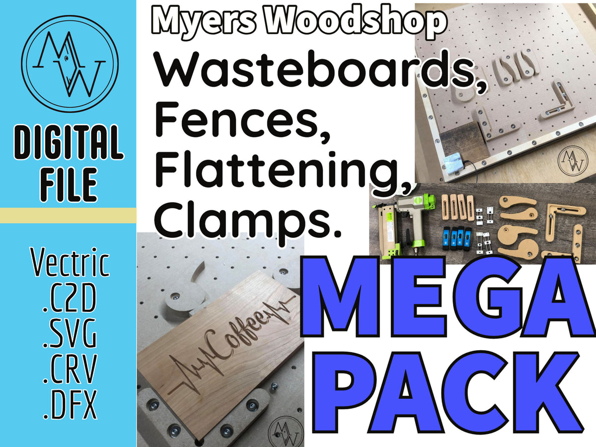 CNC Wasteboard MEGA Pack, Clamps and Fence (Digital Download)