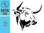 Bull Horns Cow Silhouette Vector (SVG, AI, Jpeg)