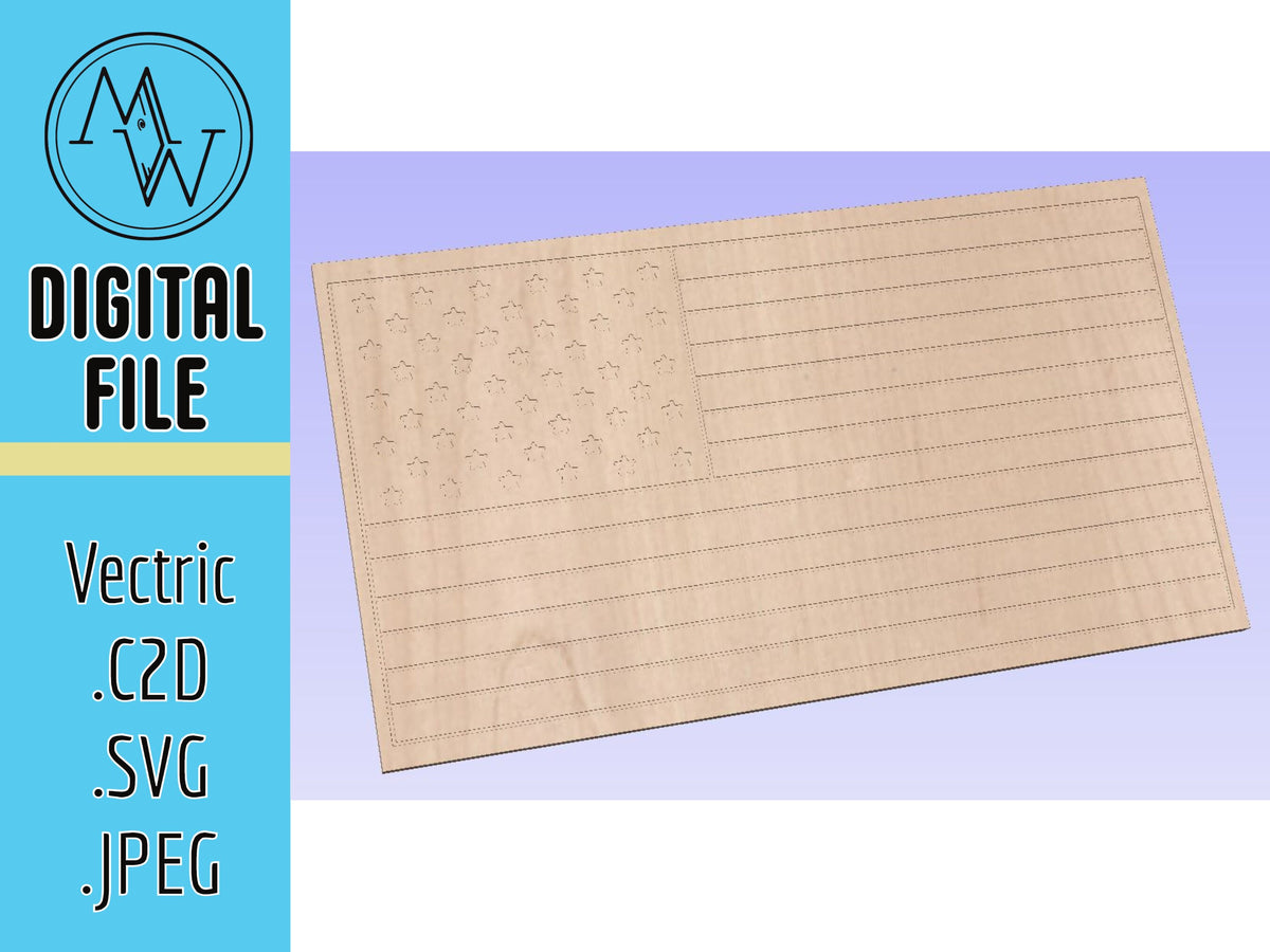 American Flag SVG, CNC Laser Cut File (Digital Download)