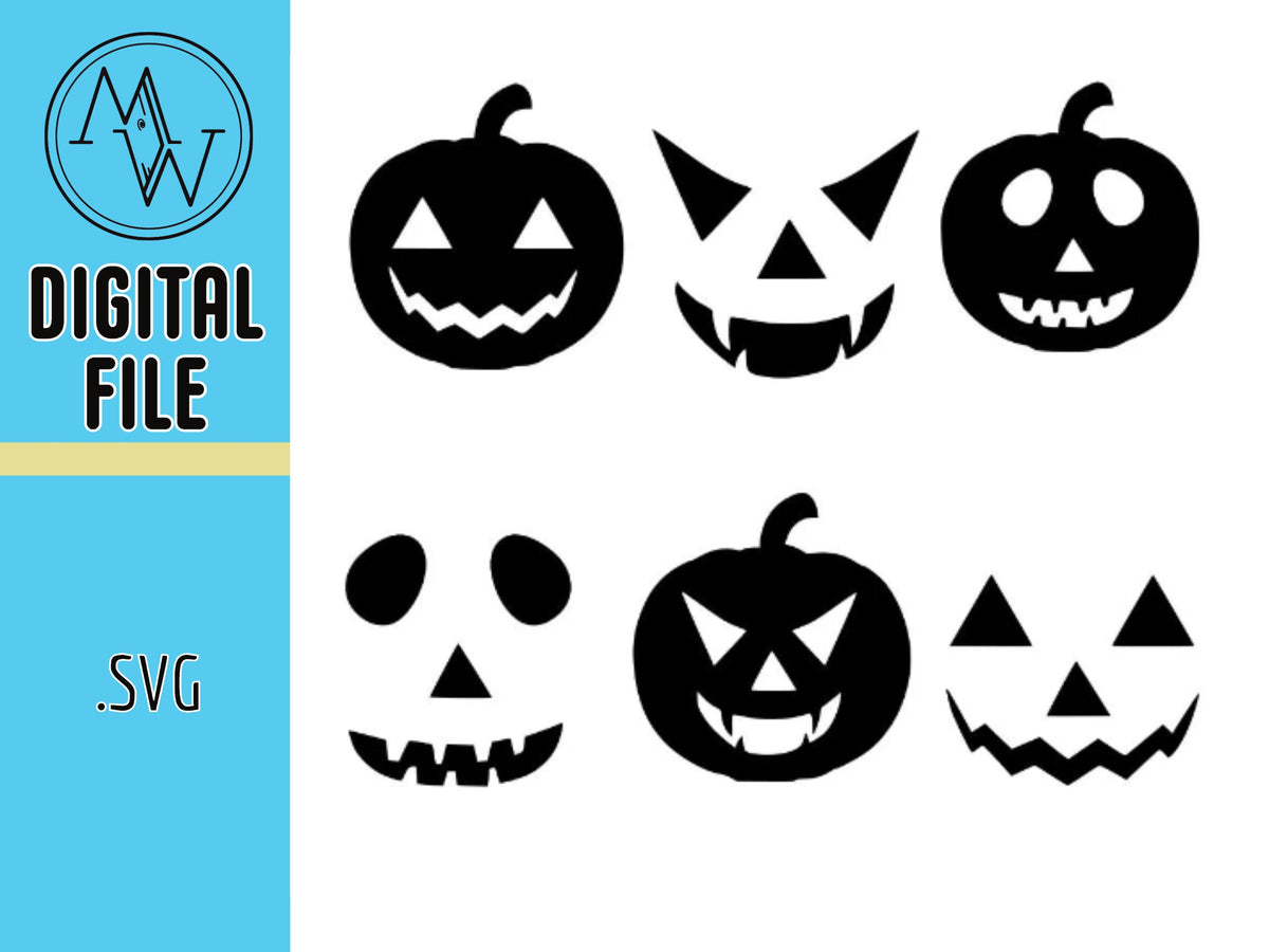 Jack O' Lantern Faces SVG Bundle | Halloween Pumpkin Carving (Digital File)