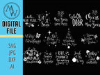Christmas Quotes SVG Bundle, New Year Designs (Digital File)