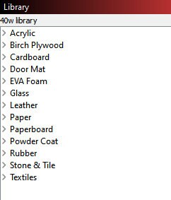 OMTech 40W Laser Lightburn Cut Library: Premade Material Settings (Digital Download)