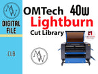 OMTech 40W Laser Lightburn Cut Library: Premade Material Settings (Digital Download)