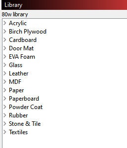 OMTech 80w CO2 Laser Lightburn Cut Library: Premade Material Settings (Digital Download)