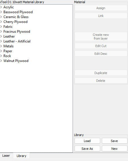 xTool D1 Lightburn Material Library (Digital Download)