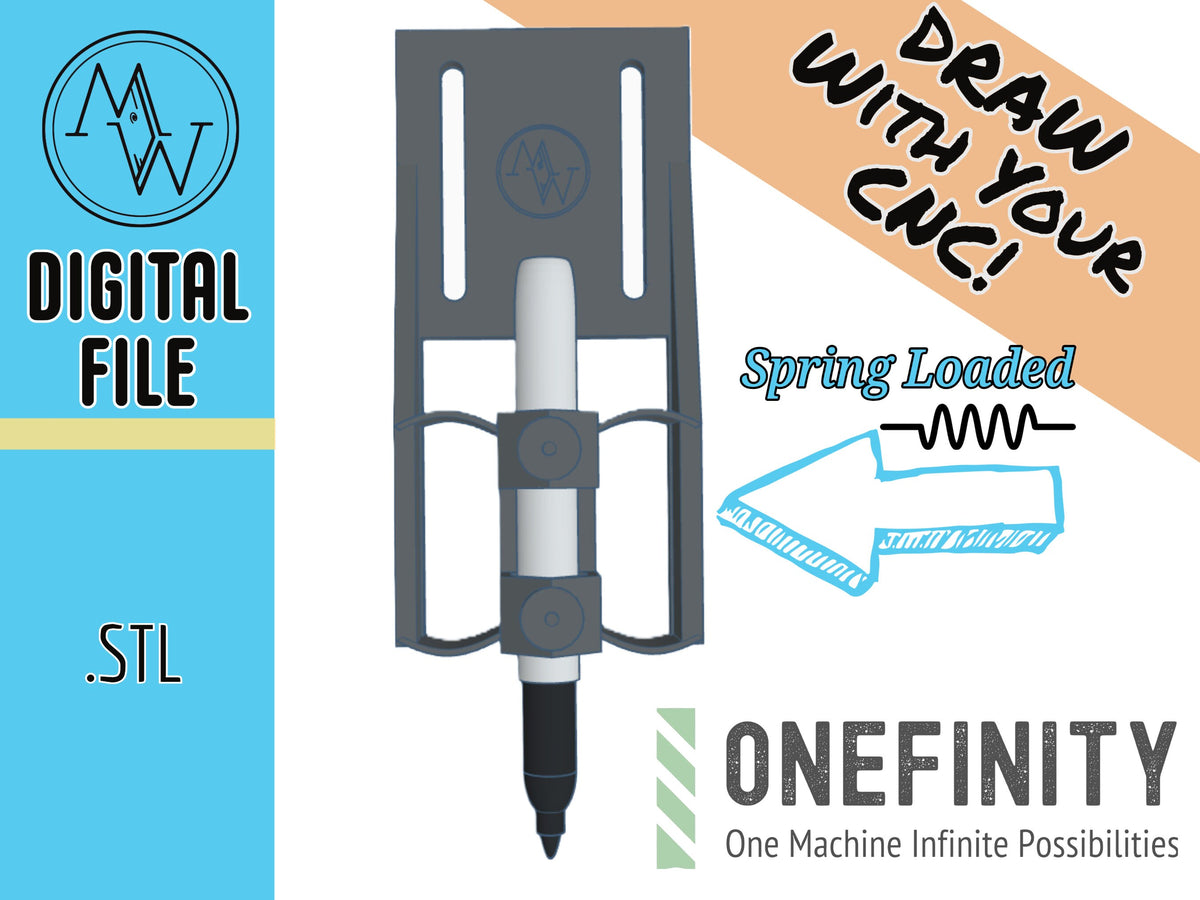 Onefinity CNC Pen Holder, Spring Loaded Drawing Machine (Digital STL)
