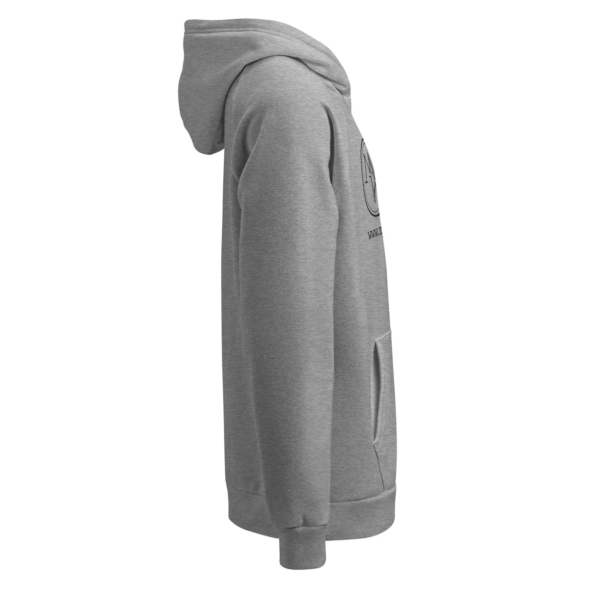 Myers Woodshop Under Armour fleece hoodie in Grey, right side view