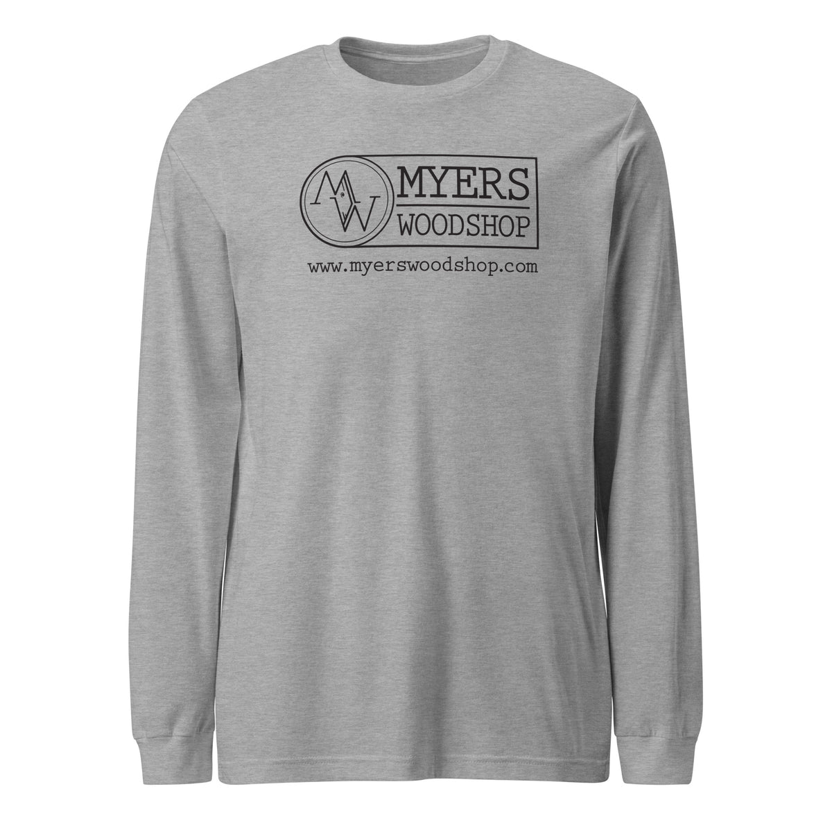 Myers Woodshop Long Sleeve T-Shirt in Athletic Heather, front view