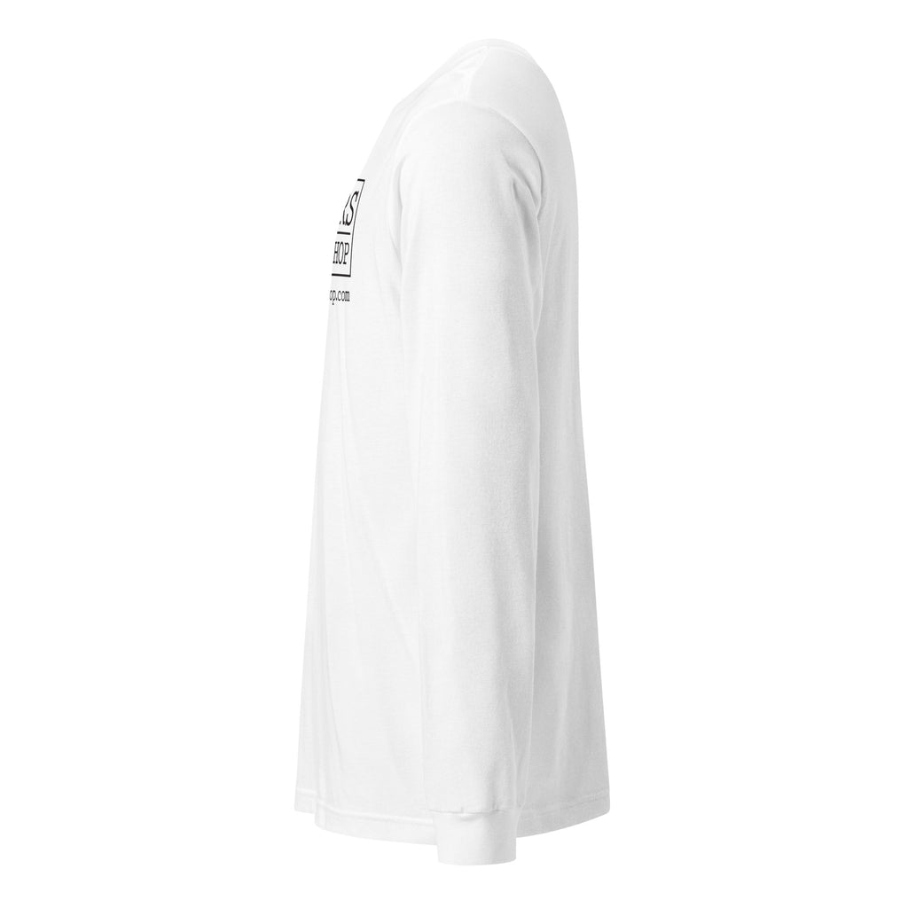 Myers Woodshop Long Sleeve T-Shirt in White, left side view