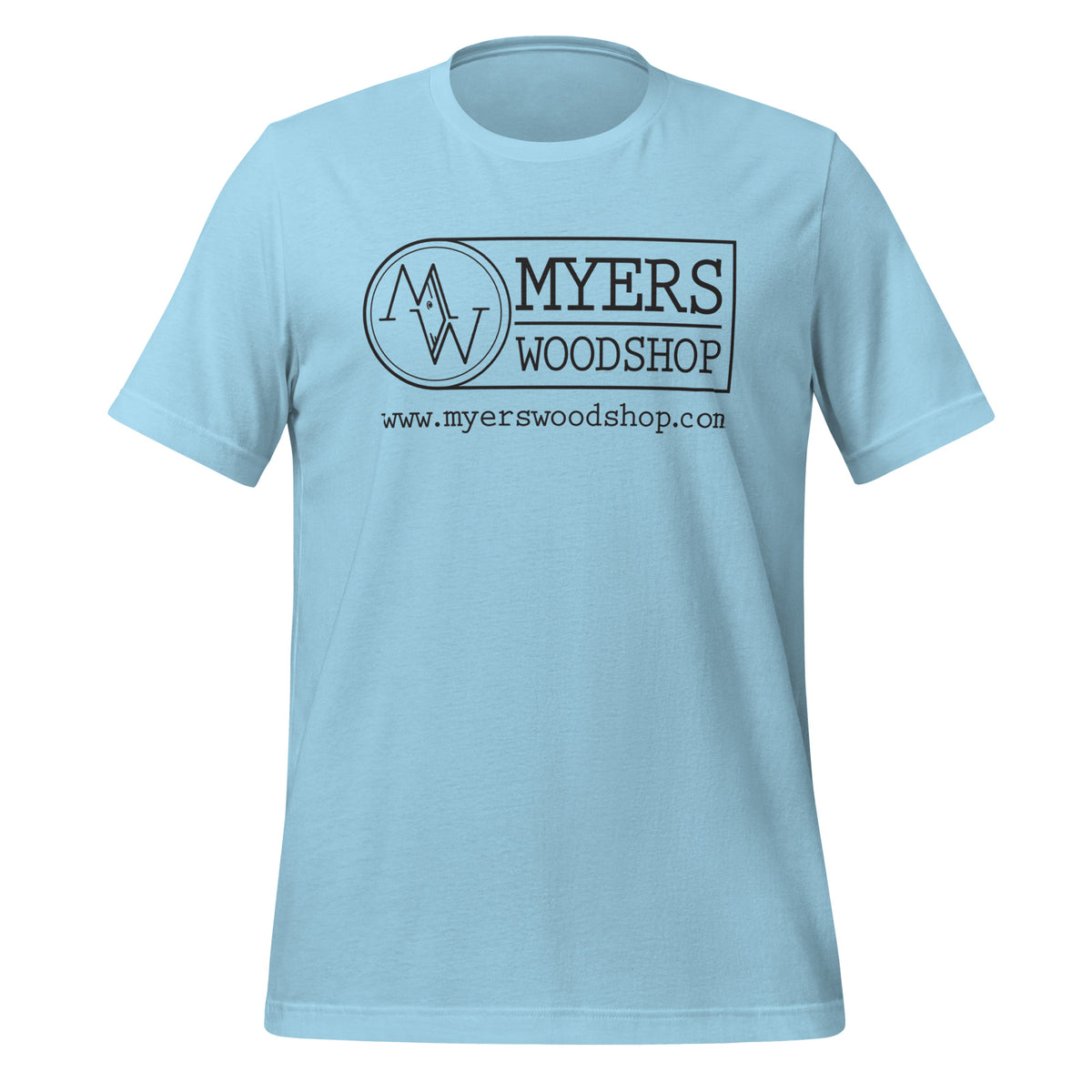 Myers Woodshop T-Shirt in Ocean Blue, front view