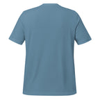 Myers Woodshop T-Shirt in Steel Blue, back view